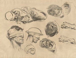 Estudos para Gassed, 1918-1919. de John Singer Sargent