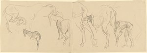 Estudos para "Ferrar os Cavalos do Calvário na Frente" [reto] de John Singer Sargent