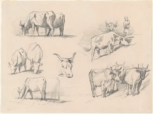 Estudos de Gado, c. 1872. de John Singer Sargent