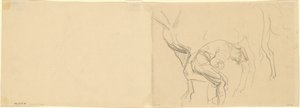 Estudo para "Ferrar os Cavalos do Calvário na Frente" [verso] de John Singer Sargent