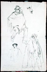 Estudo para uma cena de rua veneziana (tinta sobre papel) de John Singer Sargent
