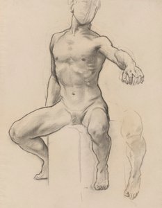 Estudo de Perseus para Perseus sobre Pegasus Slaying Medusa, mural, escada, Museu de Belas Artes, Boston [?] de John Singer Sargent