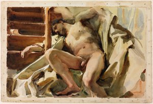 Estudo de um nu masculino reclinado de John Singer Sargent