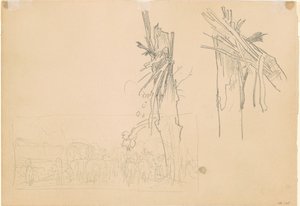 Duas árvores quebradas; e Estudo para "The Road" [verso] de John Singer Sargent