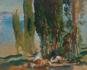 Sob os ciprestes de Corfu de John Singer Sargent