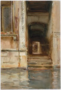 Corredor veneziano, c.1905 (wc, guache e grafite em papel branco woven) de John Singer Sargent