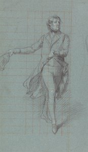 Capitão W. Fairfax, figura estudo para a pintura da vitória de Lord Duncan (giz preto, aumentado com branco sobre papel azul) de John Singleton Copley