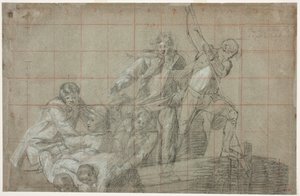 Rescue Group, 177778 (giz preto aumentado com branco sobre papel) de John Singleton Copley