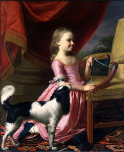 Jovem senhora com um pássaro e um cão de John Singleton Copley