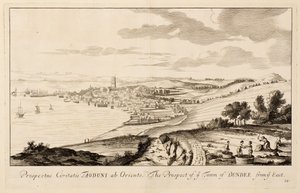 A perspectiva da cidade de Dundee, do leste