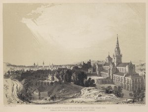 Vista de Glasgow do Parque Fir, por volta do ano 1690 (gravura)