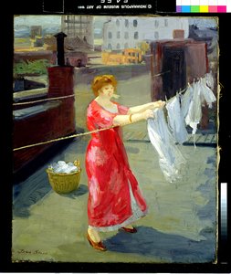 Kimono Vermelho no Telhado de John French Sloan