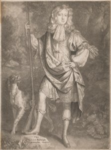 O Senhor Burleigh [quando jovem, de pé, com uma arma na mão e um spaniel ao seu lado] de John Smith