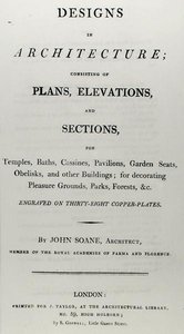Frontispício para "Desenhos em Arquitetura, Constituídos por Planos, Elevações e Seções", publicado em 1797 (gravura)