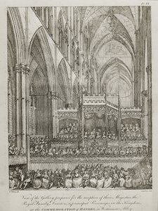concerto em comemoração do 25º aniversário da morte de George Frederick Handel (1685-1759) - Vista da Galeria preparada para a recepção de suas Majestades a Família Real