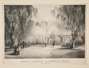 Vista da Fonte em Franklin Square, Filadélfia