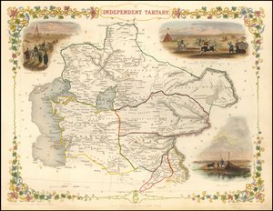 Mapa de 1851 da Tartária Independente, de John Tallis de John Tallis