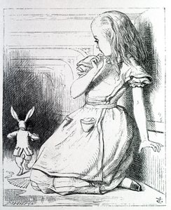 Alice et le coelho - em "As aventuras de Alice no País das Maravilhas e através do espelho" de Lewis Carroll, doente. John Tenniel (1820-1914) de John Tenniel