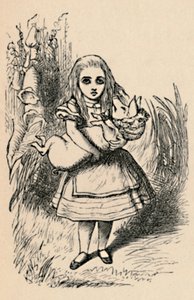 Alice segurando um porco nos braços, 1889 de John Tenniel