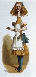 Alice em "Alice no País das Maravilhas", de Lewis Carroll, doente. Tenniel de John Tenniel