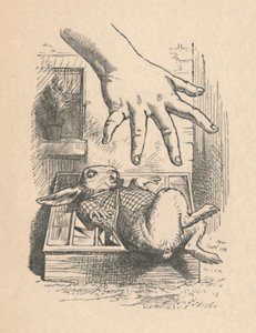 Alice colocando a mão no Coelho Branco, 1889 de John Tenniel