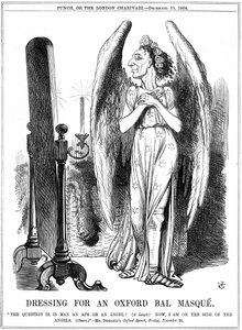 Benjamin Disraeli (1804-81) estadista conservador britânico. "Agora, estou do lado dos Anjos". John Tenniel cartoon de Punch, Londres de John Tenniel
