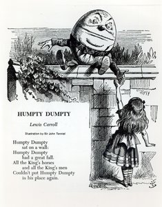Humpty Dumpty, ilustração para a canção de ninar de Lewis Carroll (1832-98) de John Tenniel