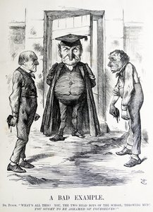 Sátira política retratando William Ewart Gladstone e Benjamin Disraeli de John Tenniel