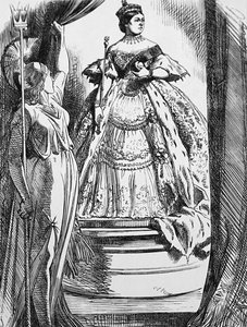 A Rainha Victoria é incitada pela Britannia a voltar ao mundo depois do seu longo luto de John Tenniel