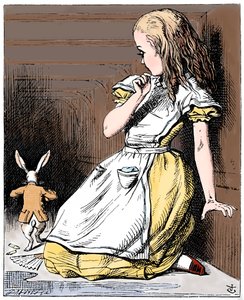 Cena de Alices Adventures in Wonderland por Lewis Carroll, 1865 de John Tenniel