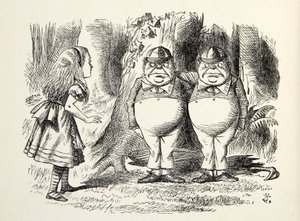 Tweedledum e Tweedledee, ilustração de Através do Espelho, de Lewis Carroll (1832 - 98), 1872 de John Tenniel