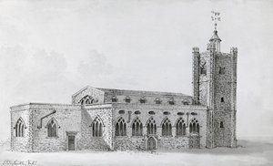 Antiga igreja de São Giles, c.1718 (gravura) de John Thomas (after) Smith