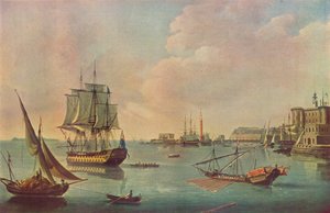 Guerra inglesa dos homens no porto de Malta no porto de Malta, c1805 de John Thomas Serres