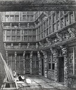 Uma Mansão Magnífica, recentemente em pé na Hart Street, Crutched Friars, publicada em "Ancient Topography of London", de Smith, 1815 de John Thomas Smith