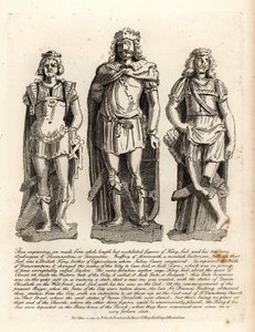 O rei britânico Lud e seus filhos Angrogeus e Theomantius (Temantius), reparador das muralhas de Trinovantum, mais tarde Caer Lud ou Luds Town, 66AD