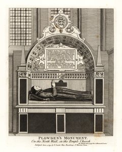 Monumento Edmund Plowdens na parede norte da Igreja do Templo de John Thomas Smith