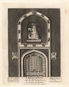 Efígie Túmulo de Alicia, filha de Simon Steward, com a Velha Porta da Véspera em St Mary le Savoy de John Thomas Smith