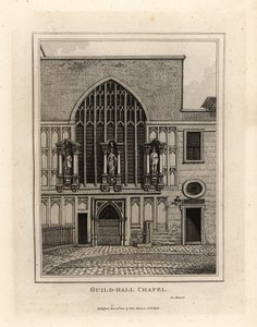 Capela Guild-hall, reconstruída em 1440, parte do século 12 Guildhall em Londres de John Thomas Smith