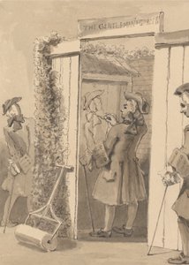 O Hogarth estar fora do seu tempo arrasta a figura do seu companheiro na porta de um certo lugar, para a grande admiração de todos os seus amigos de John Thomas Smith