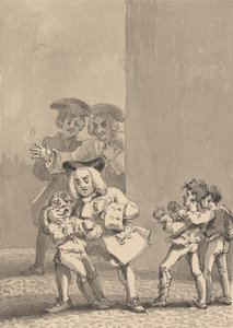 Hogarth tendo sido seguido por Barry e um amigo foi apanhado a apoiar um rapaz para lutar propositadamente para apanhar o seu temível rosto de John Thomas Smith