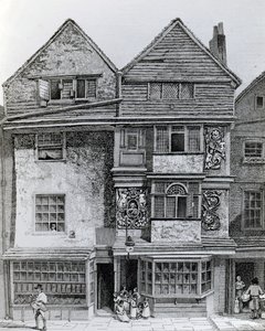 Casas no lado sul de uma rua chamada London Wall, publicada em 1812 de John Thomas Smith