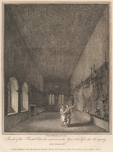 Dentro da Câmara Pintada como era no ano de 1800 antes da antiga tapeçaria ser removida de John Thomas Smith