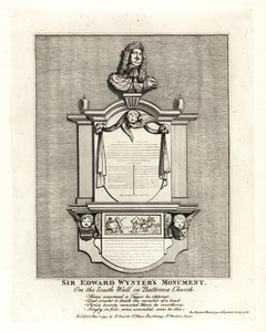 Monumento de Sir Edward Wynter, falecido em 1685, na parede sul da Igreja St Marys Church Battersea de John Thomas Smith