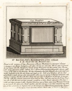 Monumento muçulmano ao estilo de um altar a Coya Shawsware, ou Khwaja Shahsuwar (1582-1626), comerciante e secretário de Nogdi implora ao embaixador persa, anteriormente em St Botolphs, Bishopsgate de John Thomas Smith