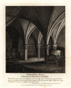 Abóbadas subterrâneas no Gerards Hall Inn em Basing Lane, Bread Street, Cheapside de John Thomas Smith