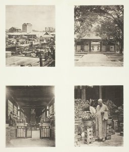 Uma loja de penhores de Cantão, Templo Honam, Cantão, Templo dos Quinhentos Deuses, Cantão..., c. 1868. de John Thomson