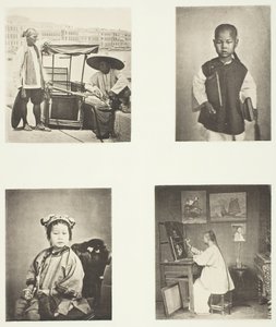 Uma liteira de Hong Kong, um estudante chinês, uma menina chinesa, um artista de Hong Kong, c. 1868. de John Thomson