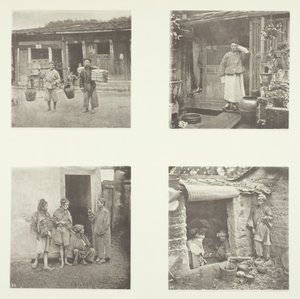 Foochow Coolies, um detetive Foochow, o chefe dos ladrões, mendigos vivendo em um tour, c. 1868. de John Thomson