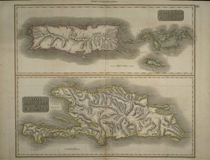 Porto Rico e Ilhas Virgens: Haiti, Hispaniola ou St. Domingo, 1817 (gravura colorida à mão) de John Thomson