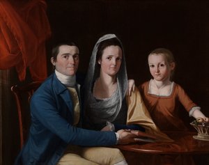 Jonathan Trumbull, Jr., Eunice Backus Trumbull e Faith Trumbull (mais tarde Faith Trumbull Wadsworth) (1740) de John Trumbull